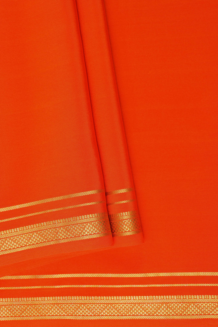 orange color with gold border mysore silk sarees with gold pallu