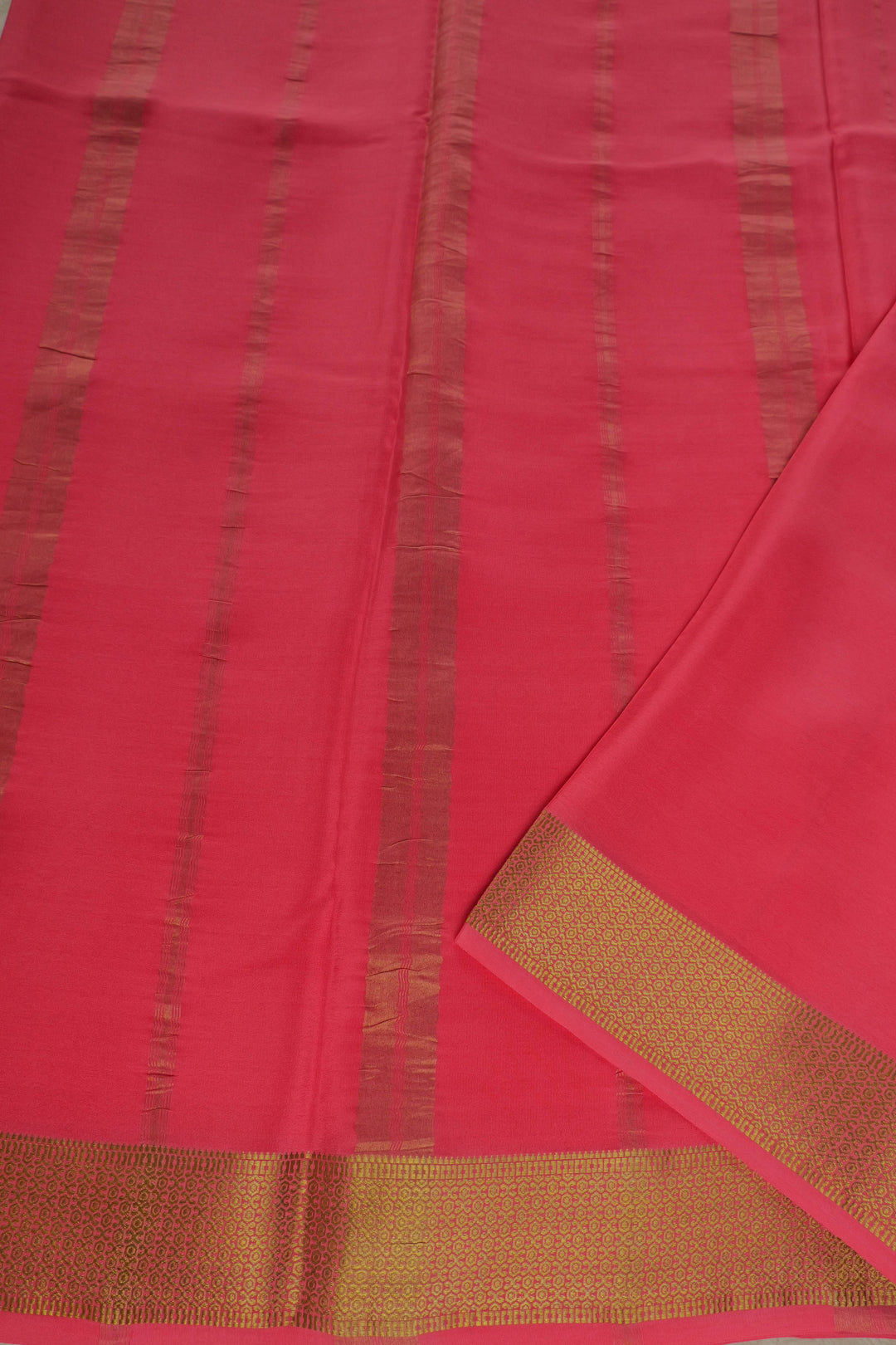 pink Mysore silk sarees with gold zari pallu