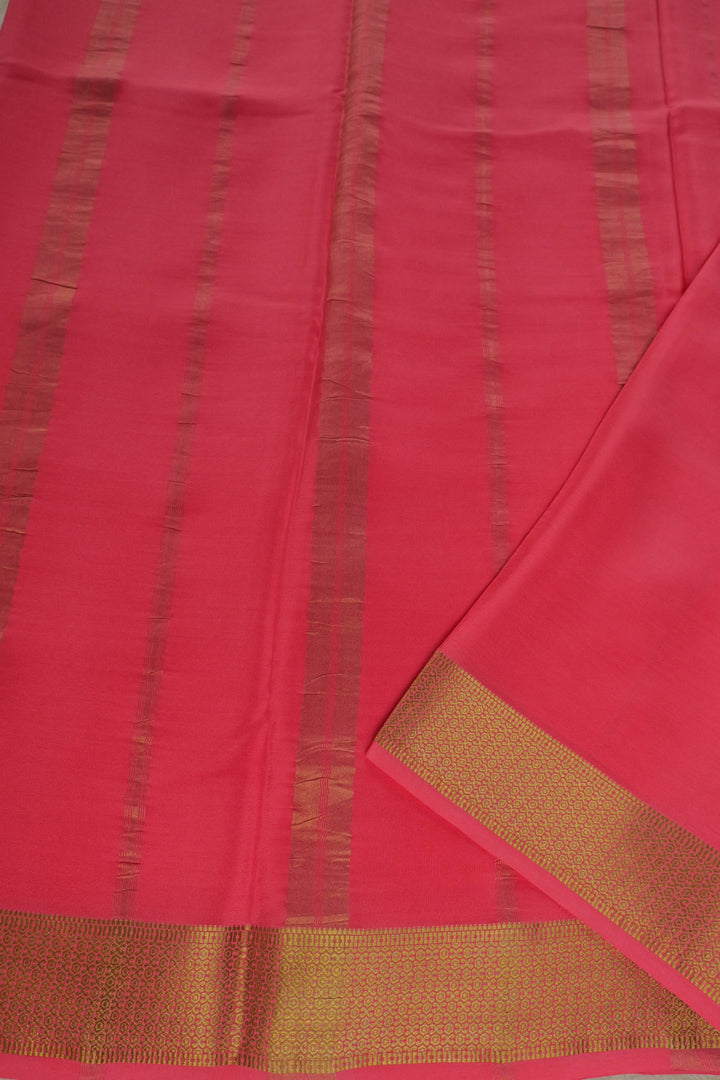 pink Mysore silk sarees with gold zari pallu