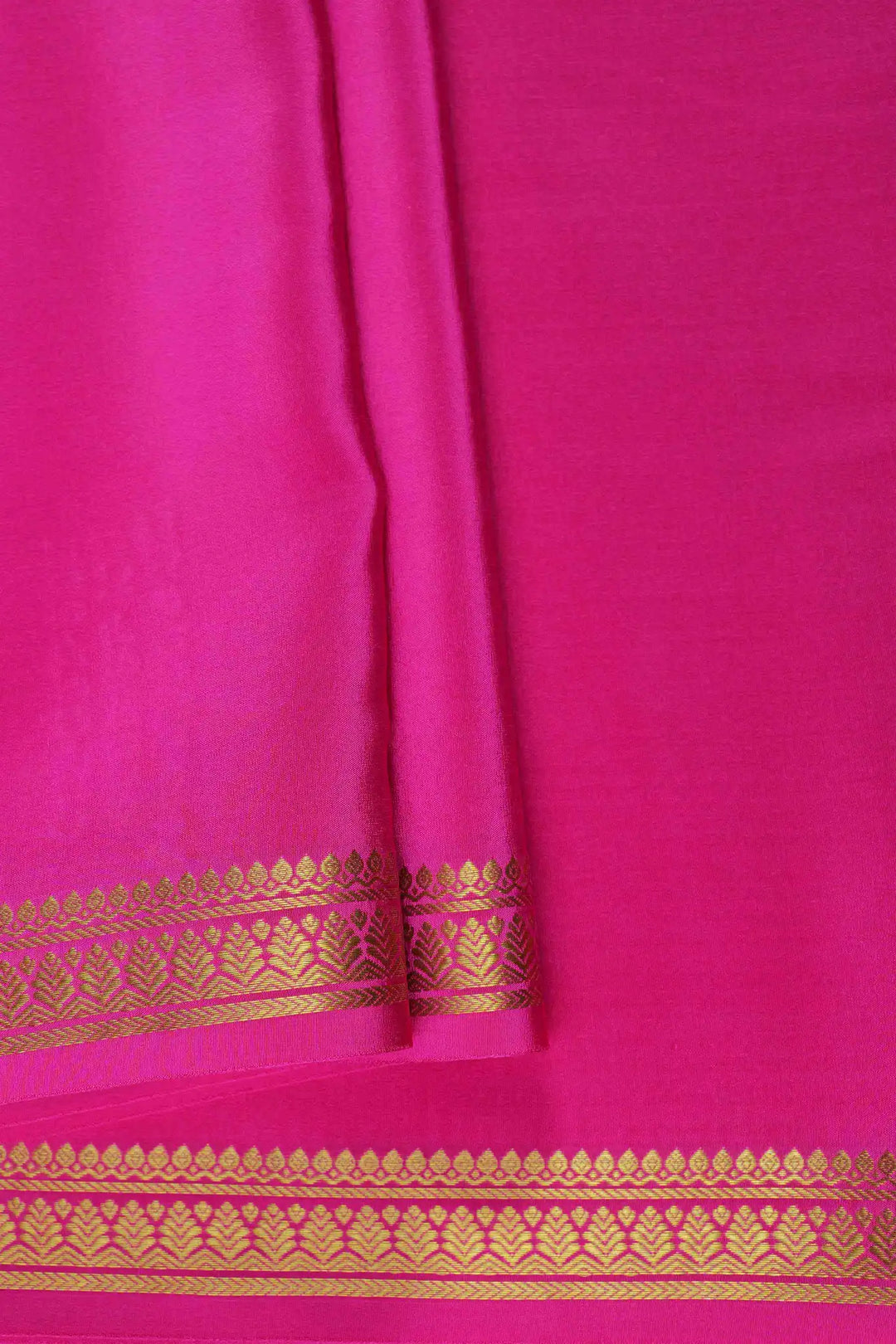 pink Pure Mysore Silk Sarees with designer gold zari border and blouse piece