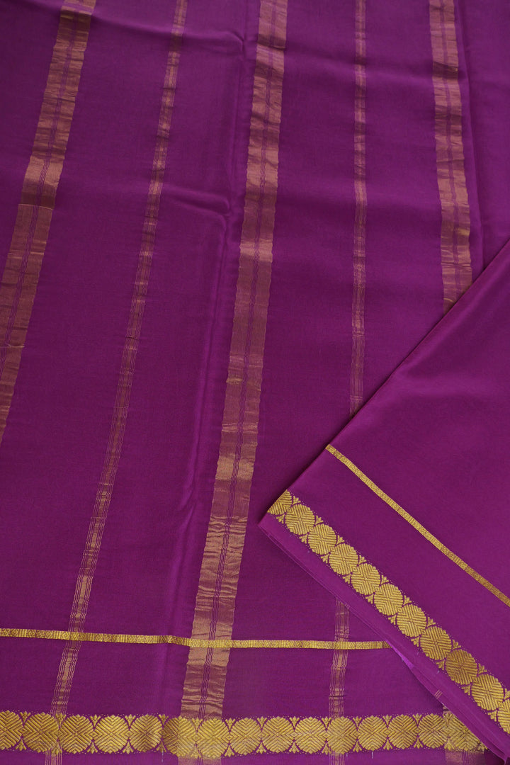 pure Mysore silk saree in purple with zari work on border and pallu