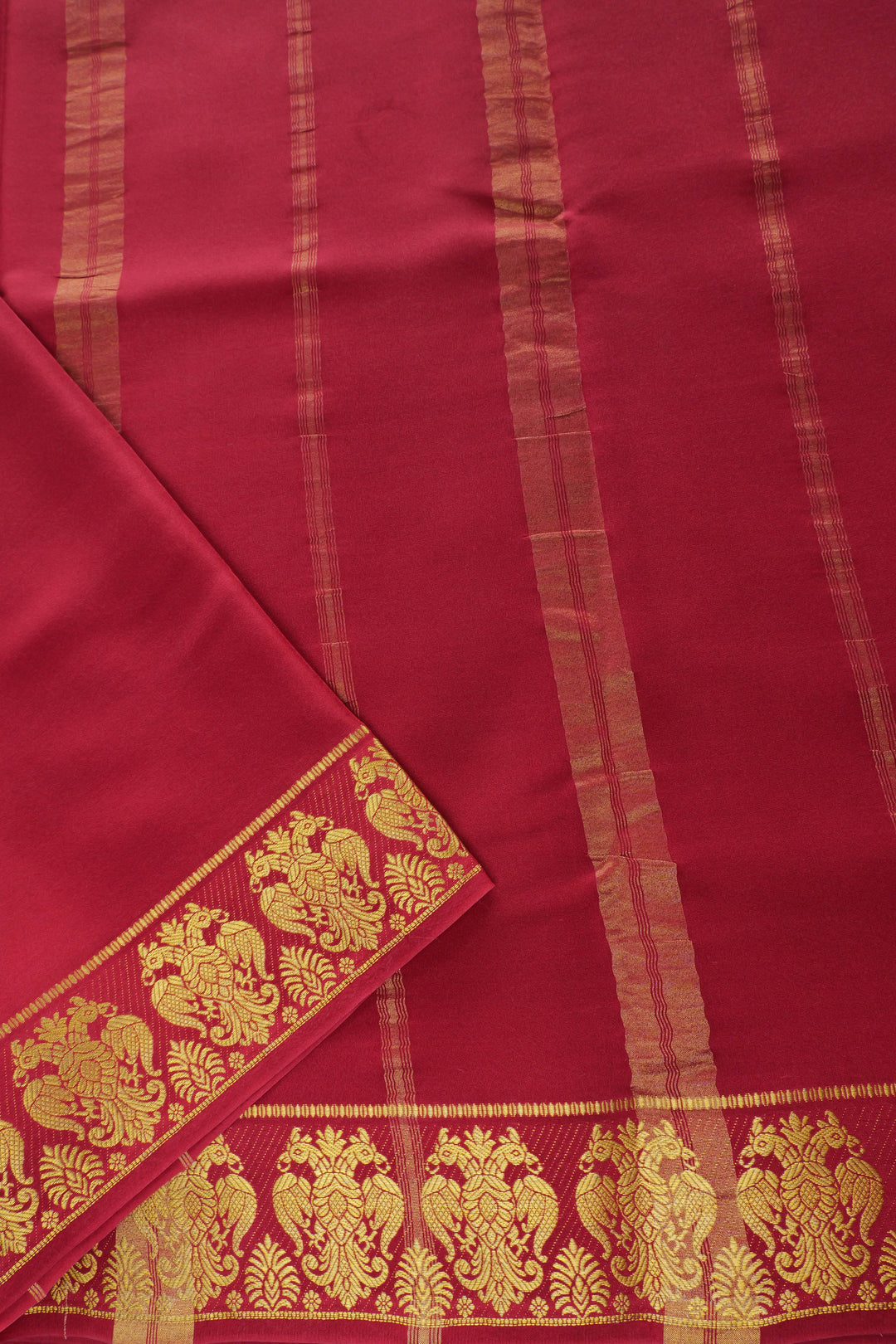 pure mysore silk sarees in maroon and gold border