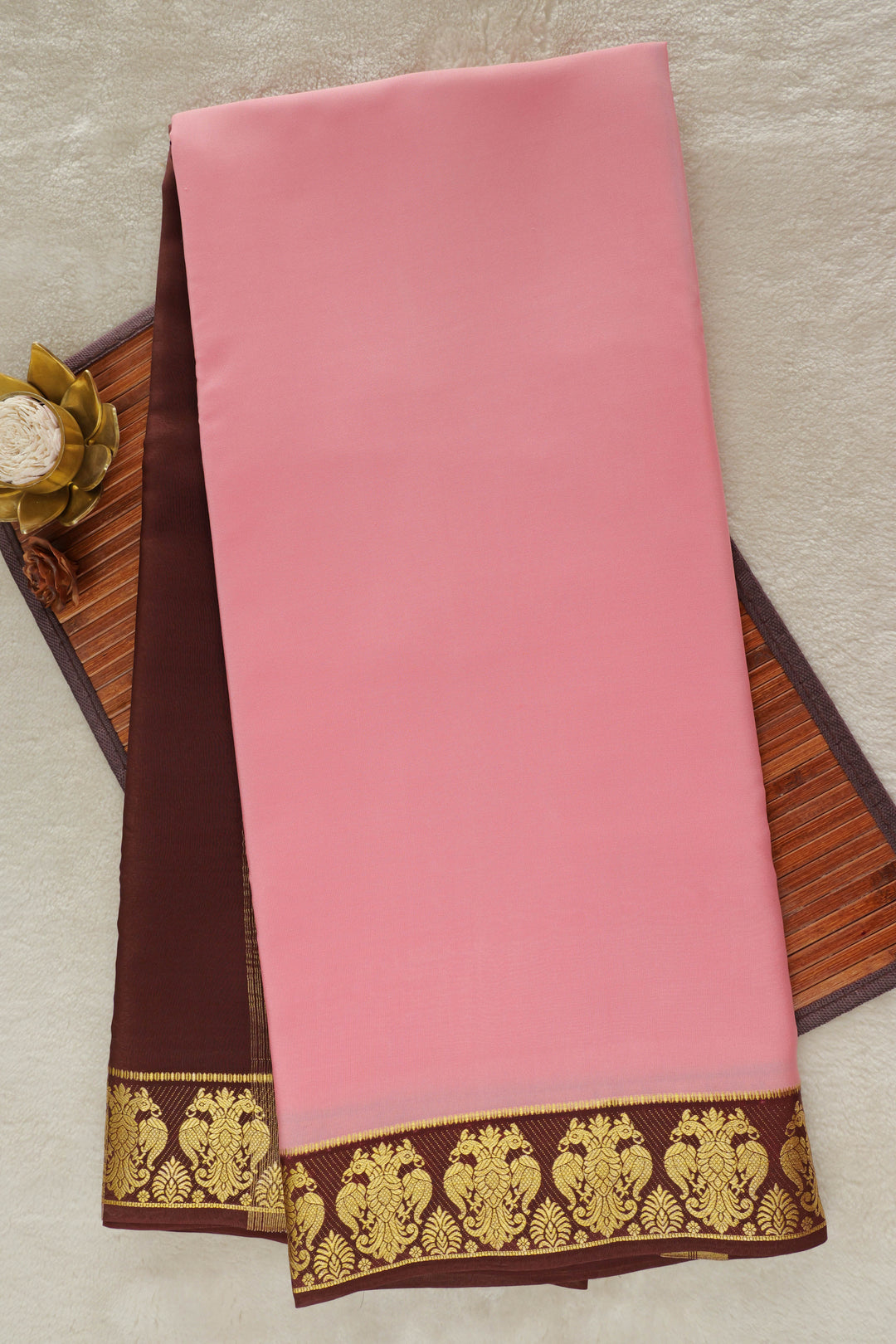 pure mysore silk sarees in pink and brown