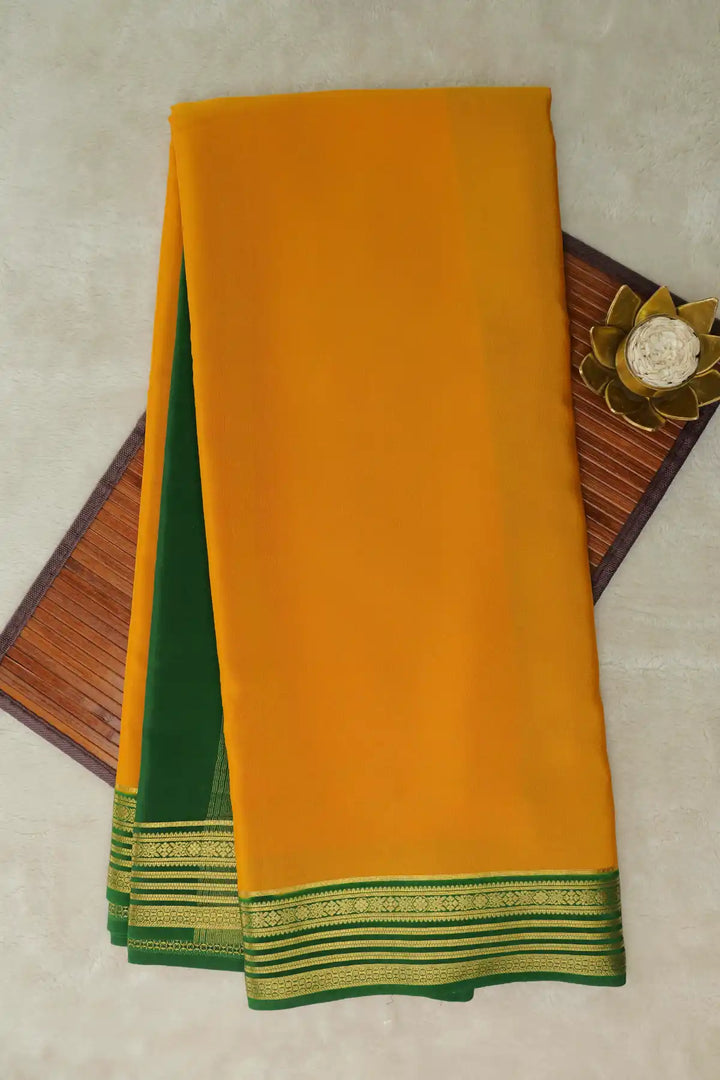 pure traditional mysore silk sarees in yellow and green