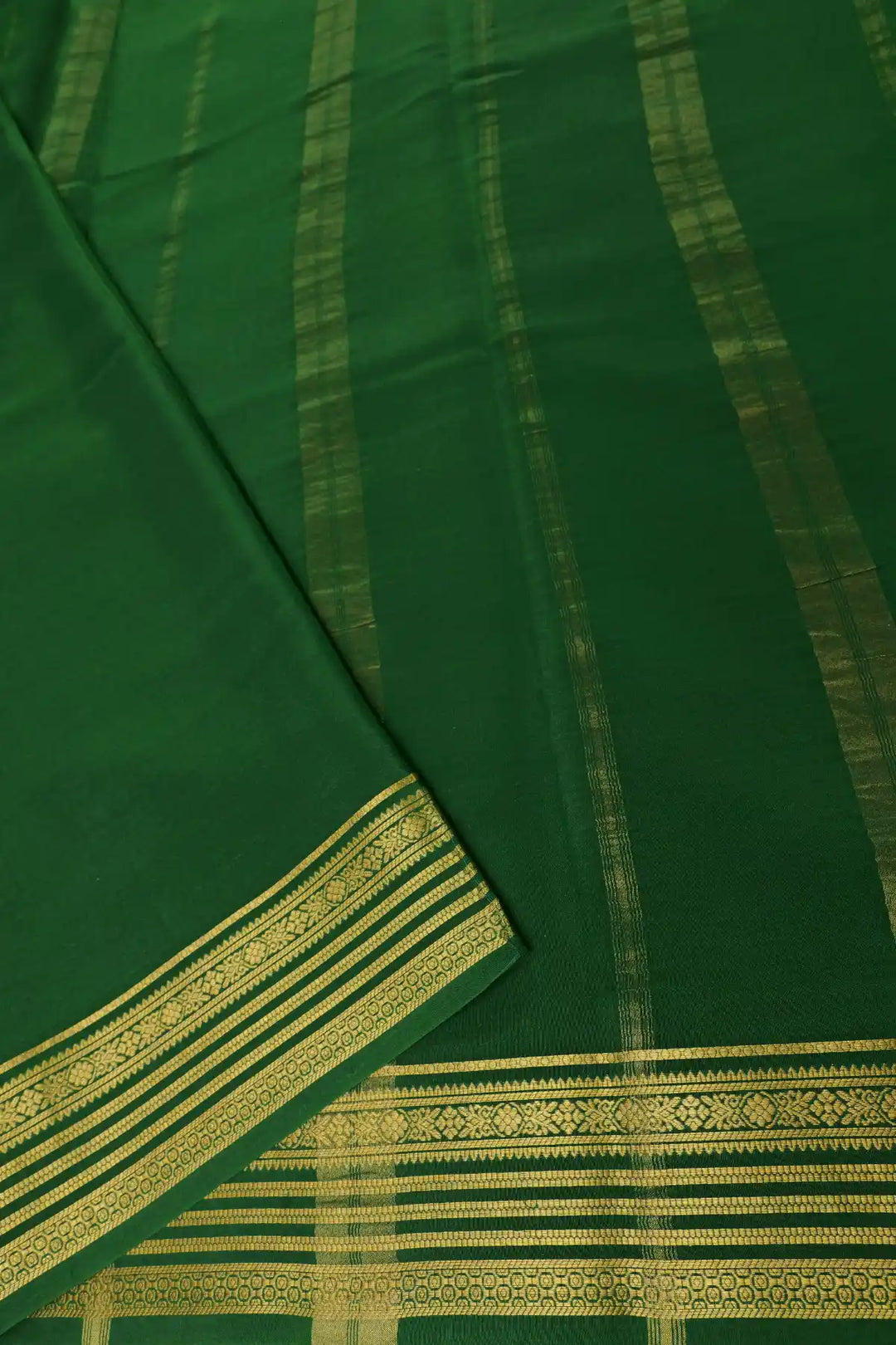 pure traditional mysore silk sarees in yellow with Contrast green Blouse