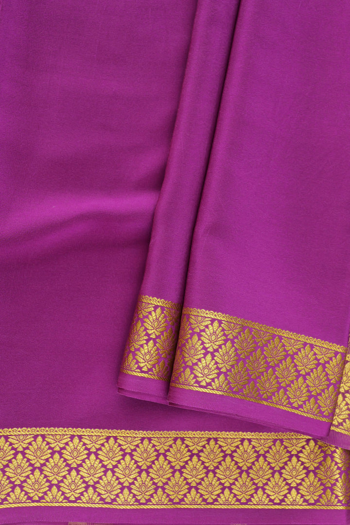 purple Mysore silk saree with gold detailing on the border
