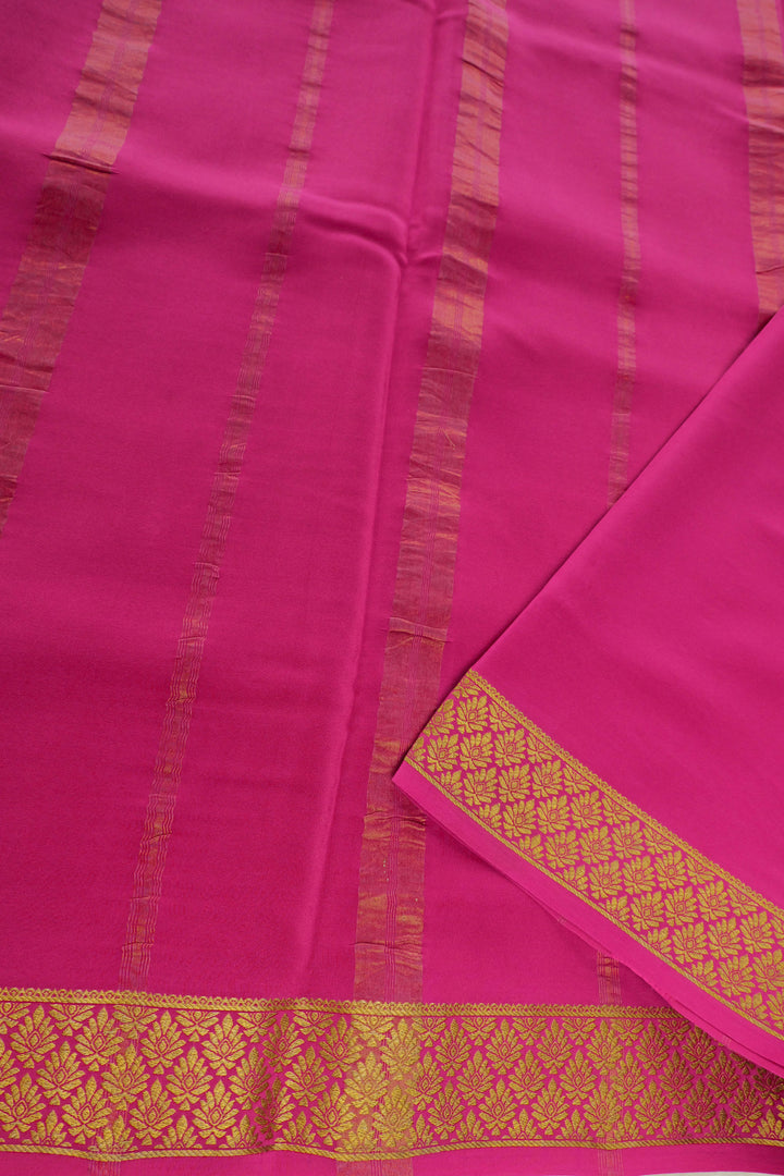 purple Mysore silk saree with rich pink border and pallu