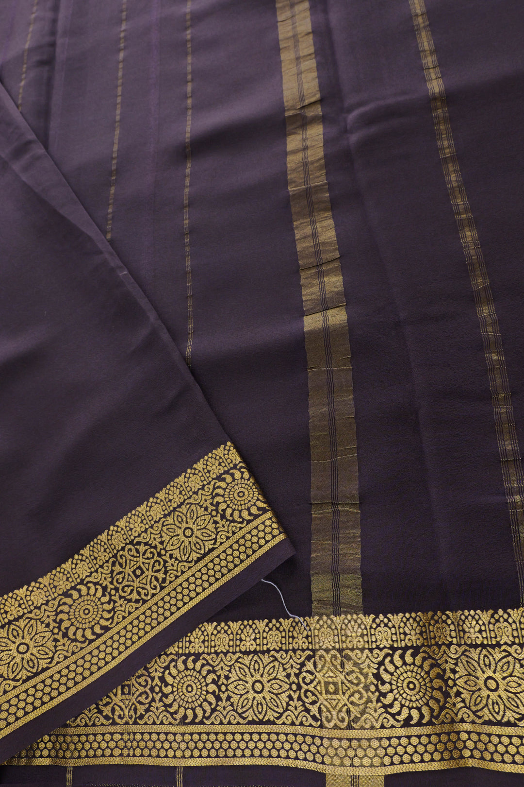 red Mysore Silk Saree with black pallu