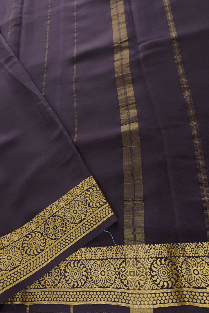 red Mysore Silk Saree with black pallu