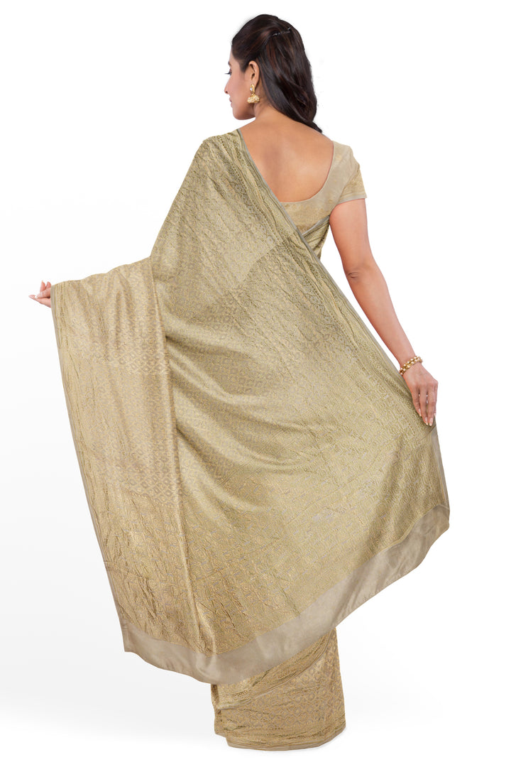 HANDWOVEN SILK GEORGETTE BANARASI CREPE SAREE | SILK MARK CERTIFIED