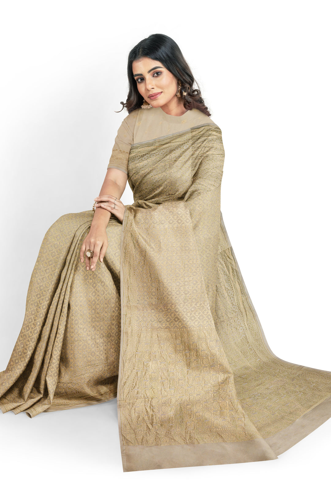 HANDWOVEN SILK GEORGETTE BANARASI CREPE SAREE | SILK MARK CERTIFIED