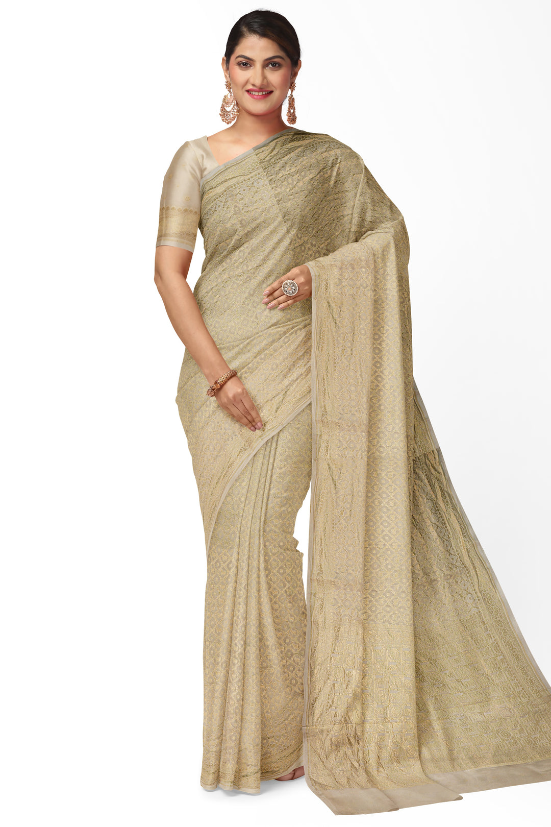 HANDWOVEN SILK GEORGETTE BANARASI CREPE SAREE | SILK MARK CERTIFIED