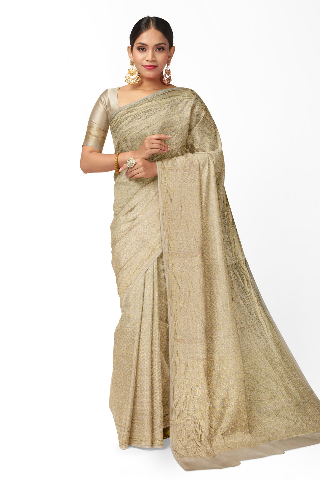 HANDWOVEN SILK GEORGETTE BANARASI CREPE SAREE | SILK MARK CERTIFIED