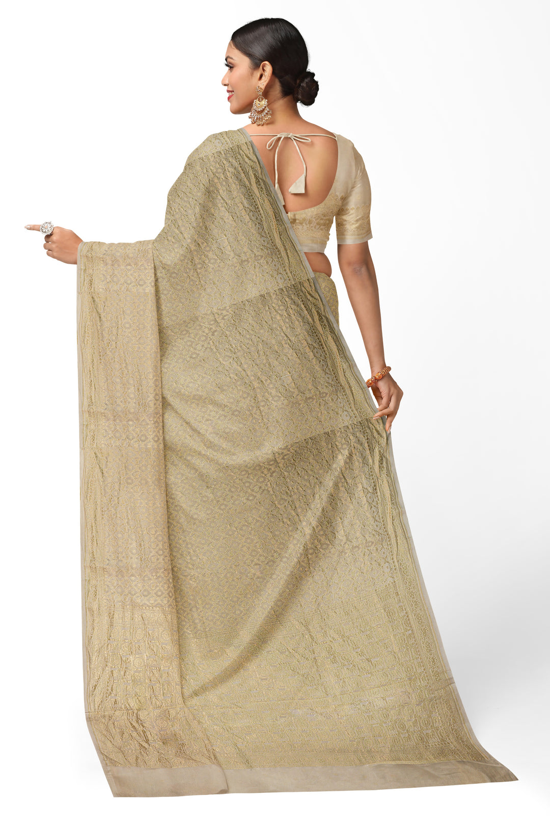 HANDWOVEN SILK GEORGETTE BANARASI CREPE SAREE | SILK MARK CERTIFIED